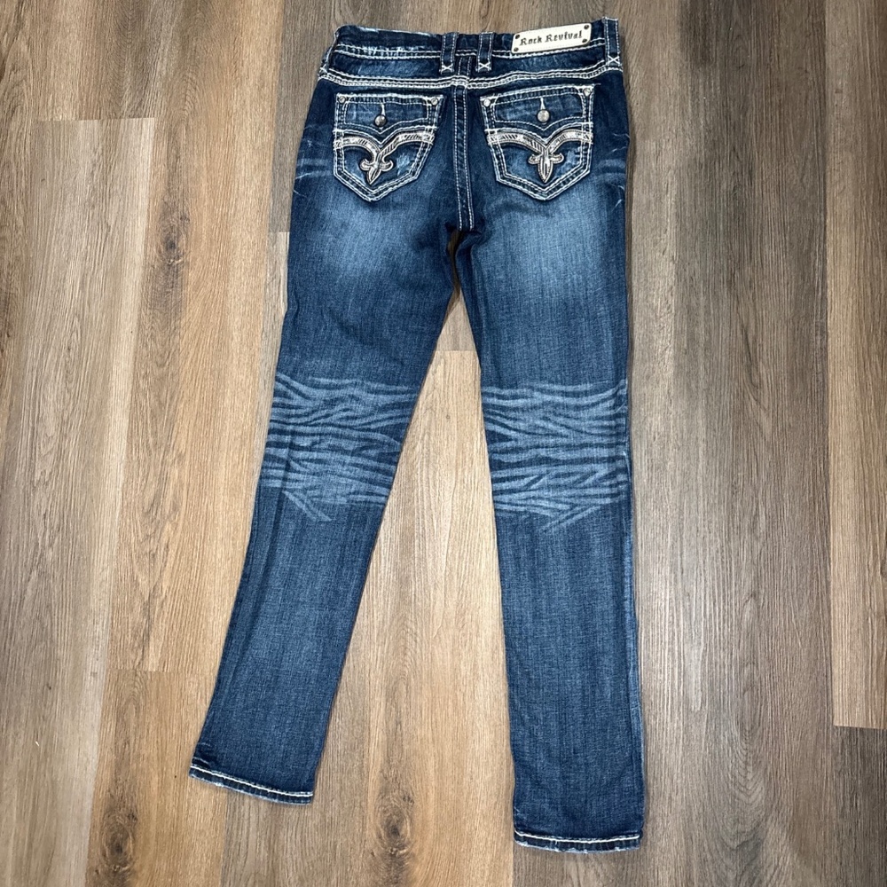 Rock Revival Jeans Size 28 Dania Easy Skinny Rhinestone Thick Stitch Dark Wash